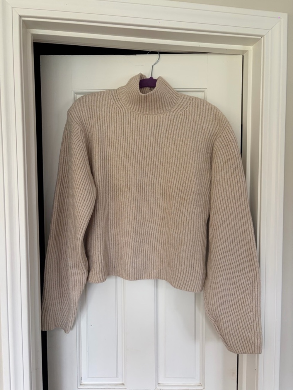 H&M Ribbed Turtleneck Sweater - Beige